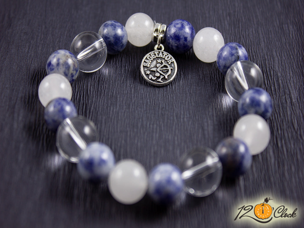 Гривна "Содалит, халцедон и планински кристал" - зодия Стрелец