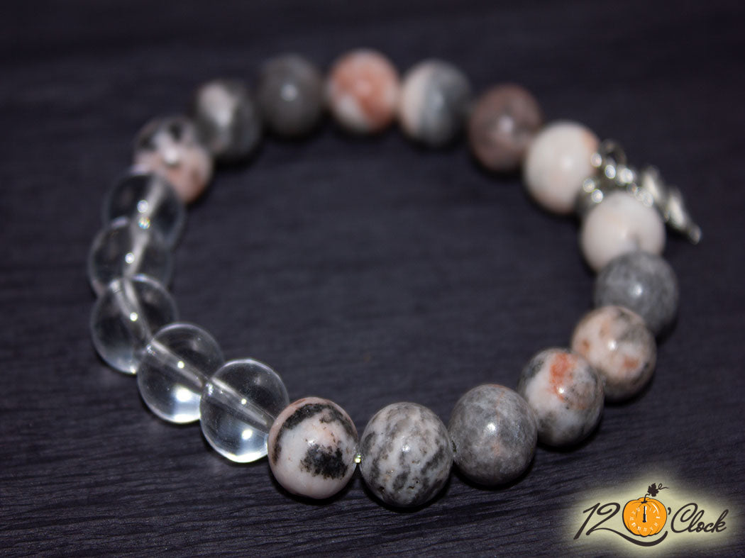 Гривна "Годината на металния плъх" – яспис зебра и планински кристал