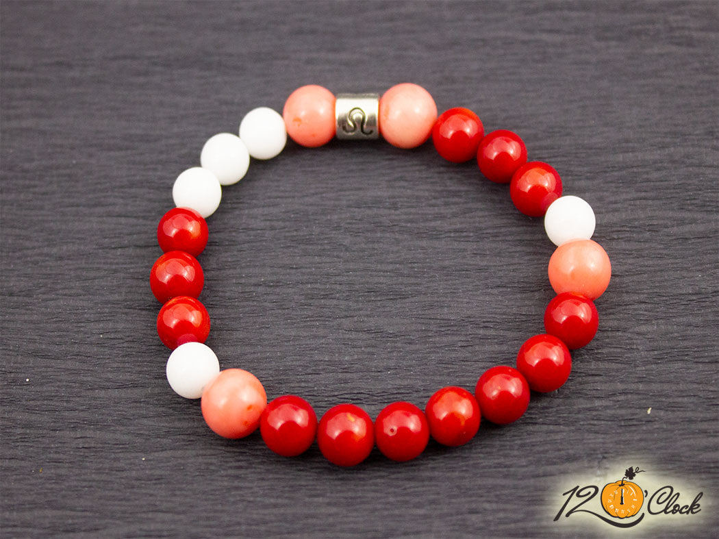 Гривна "Червен корал, розов корал и седеф" - зодия Лъв