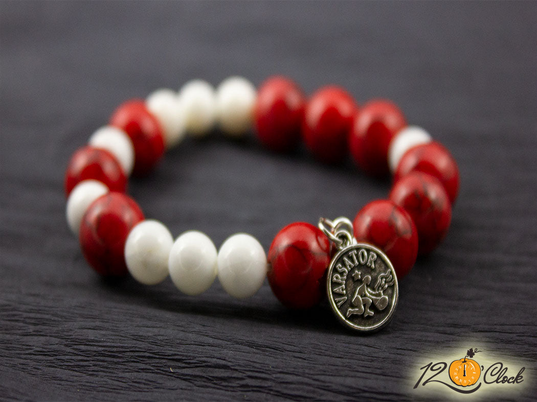 Гривна "Червен тюркоаз и седеф" - Зодия Водолей