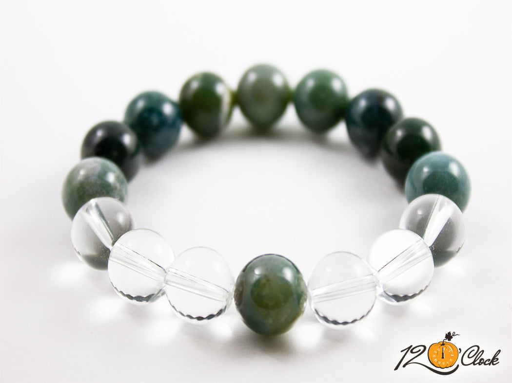 Гривна "Зелен ахат и планински кристал"