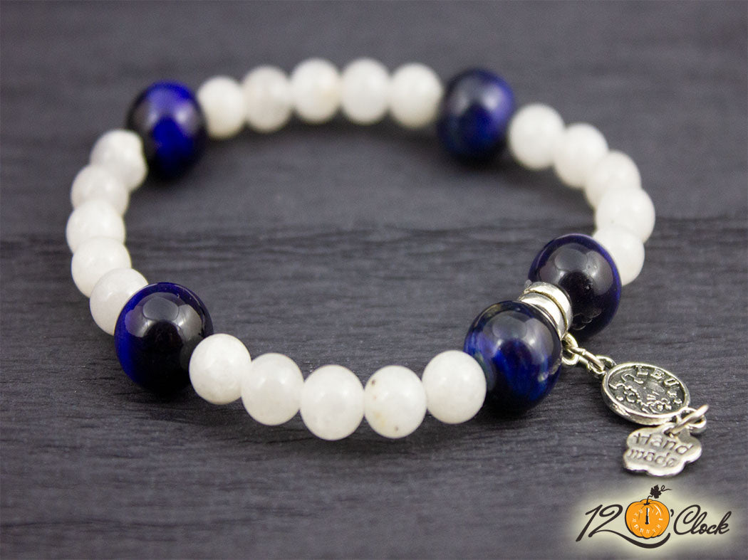 Гривна "Синьо тигрово око и халцедон" - зодия Лъв