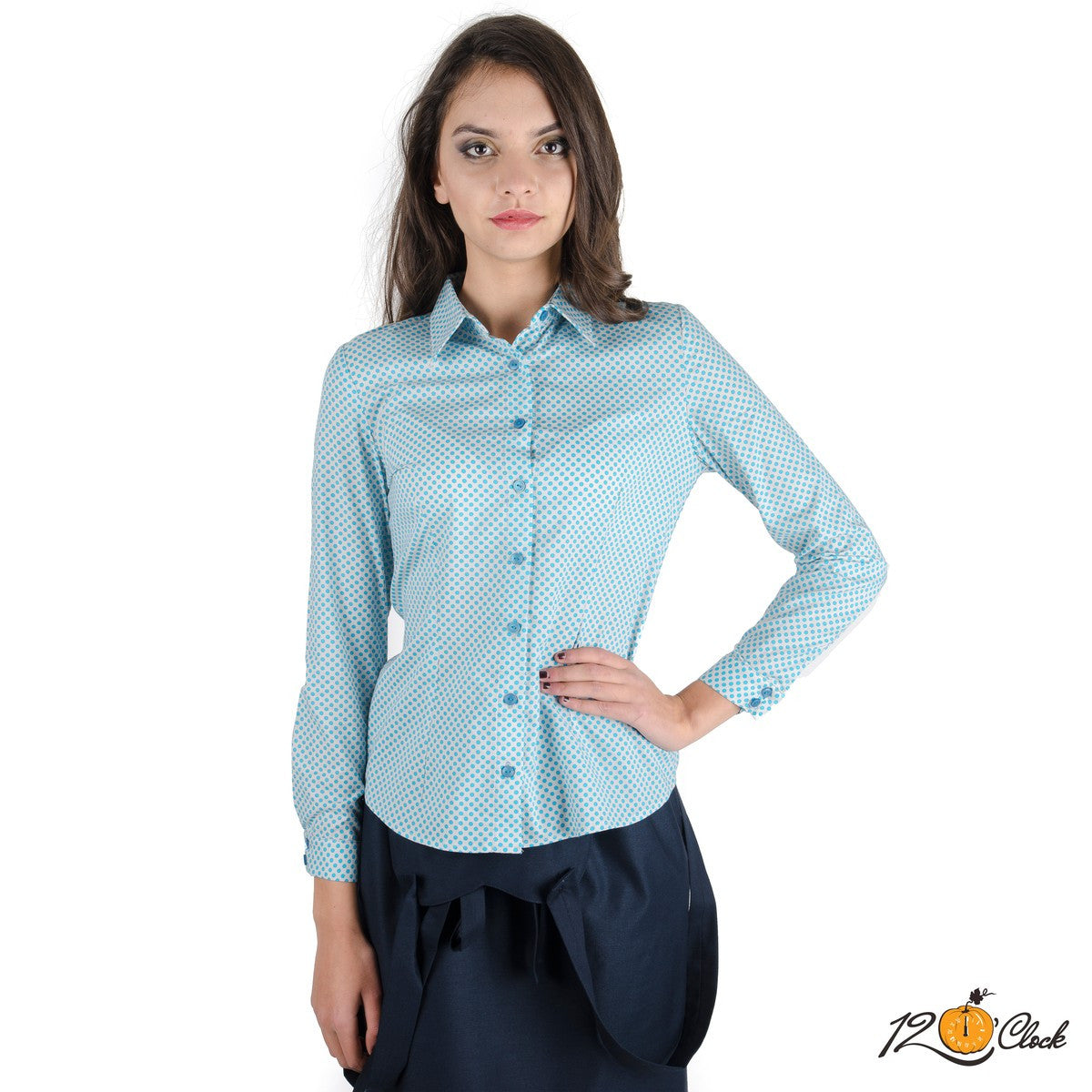 Дамска спортна риза на сини точки от Twelve O'clock