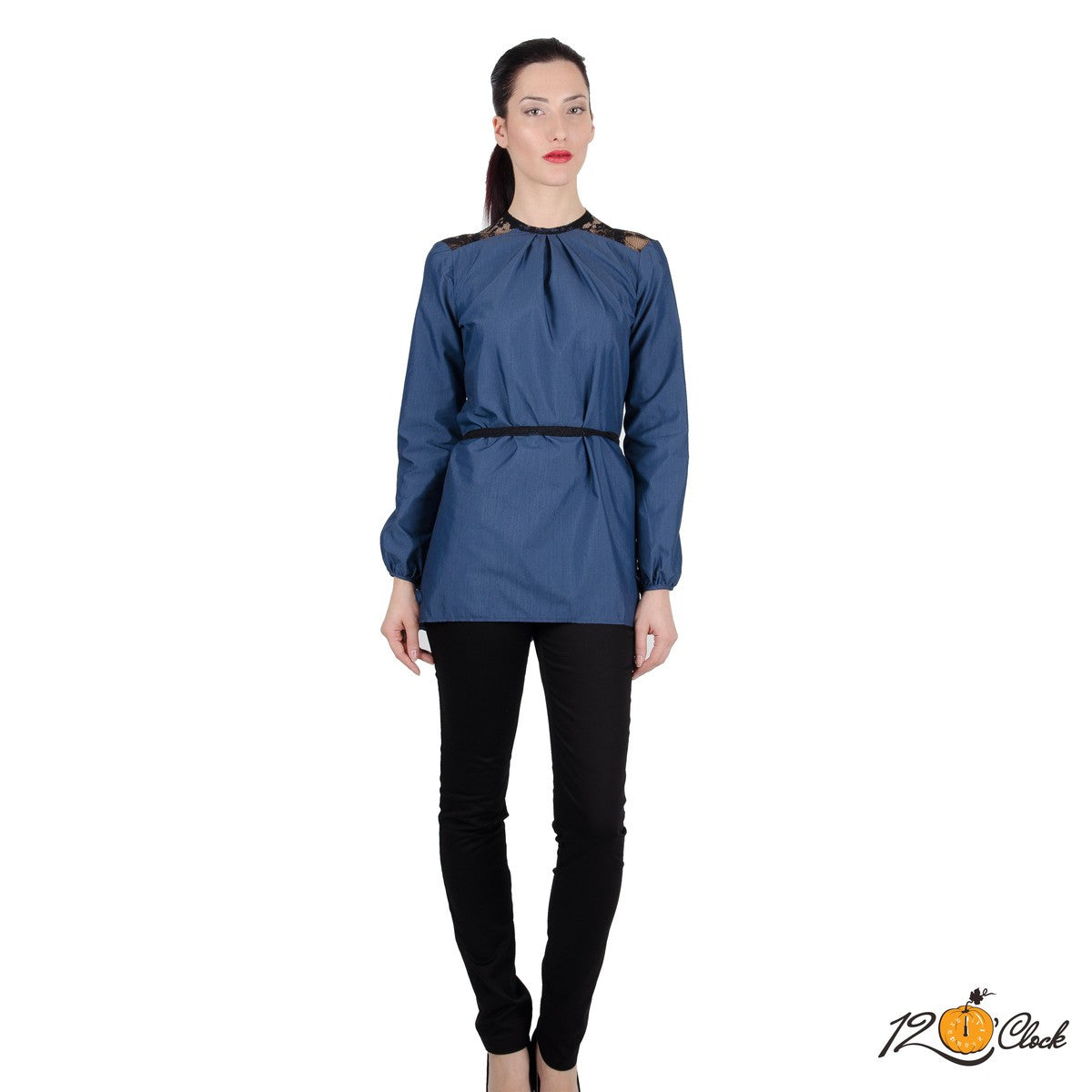 Сина риза с дантела от Twelve O'clock