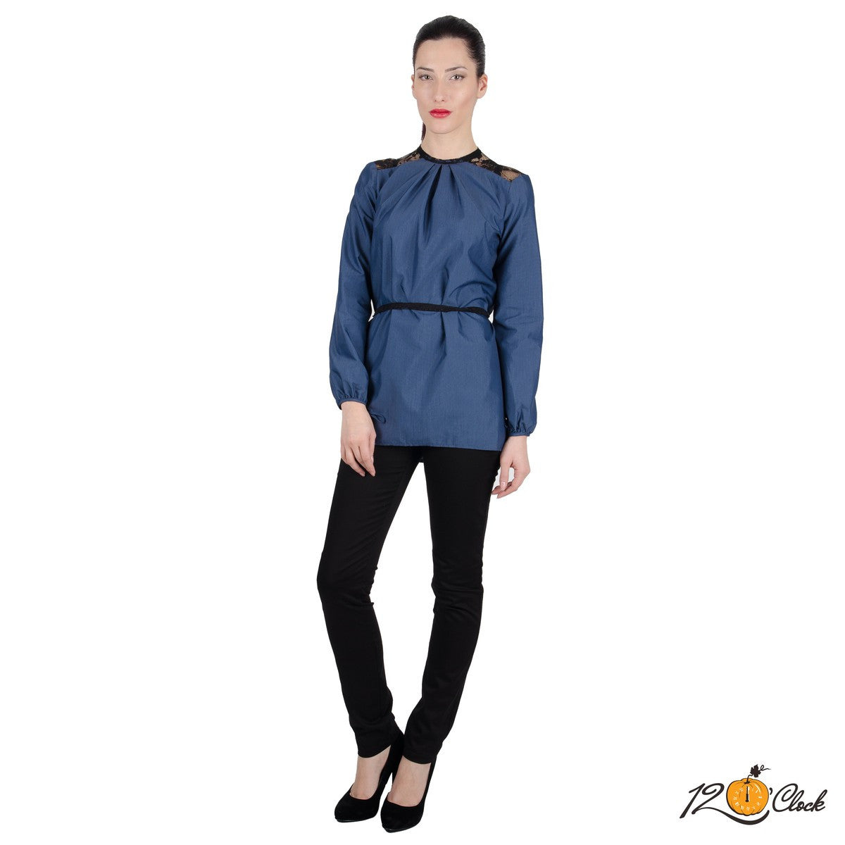 Сина риза с дантела от Twelve O'clock