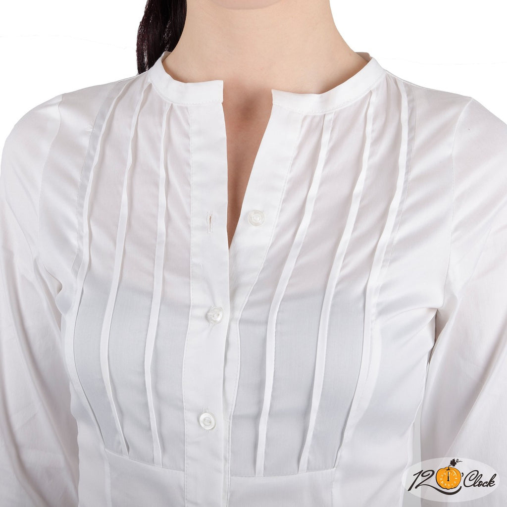 Бяла риза боди с дълъг ръкав