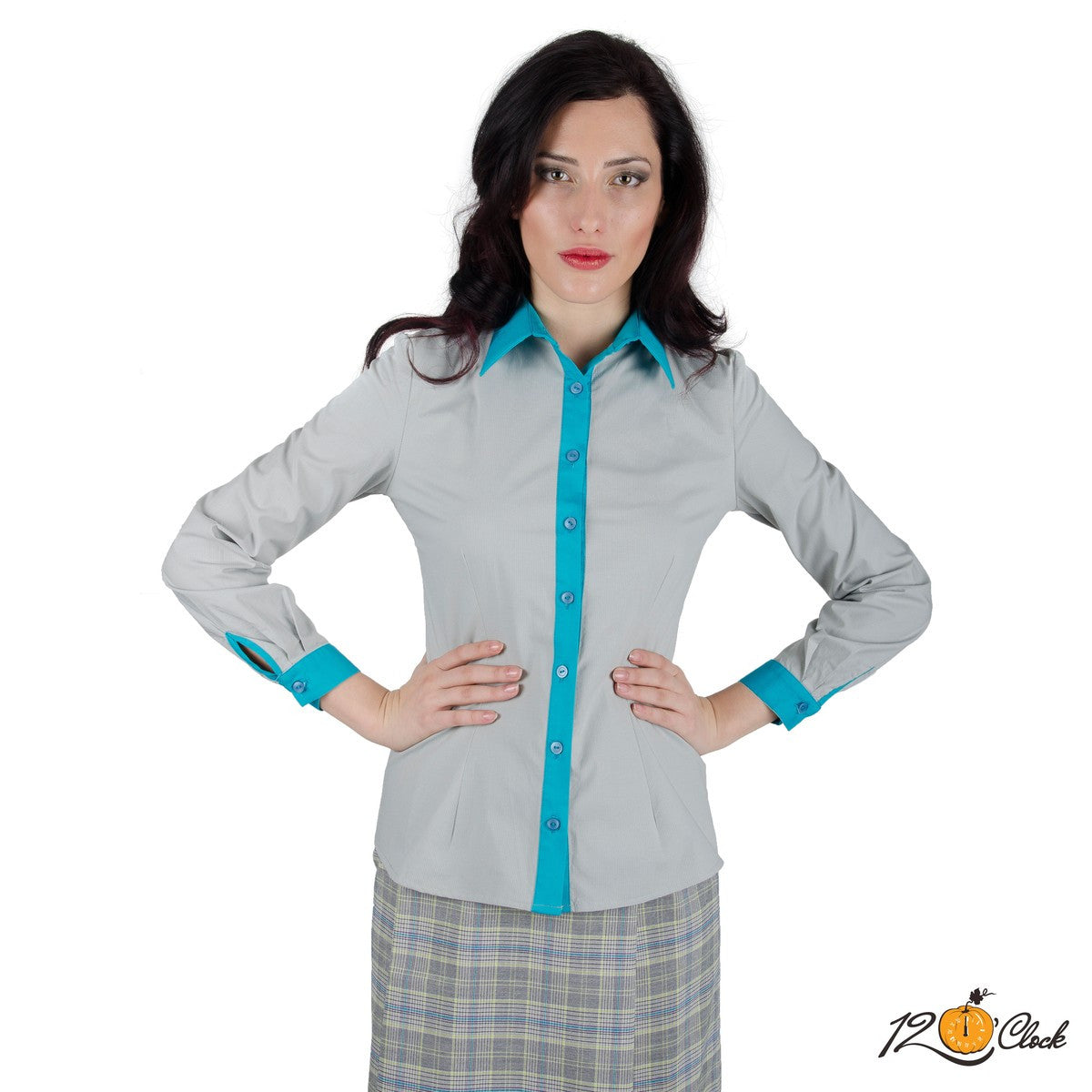 Дамска класическа риза в сиво от Twelve O'clock