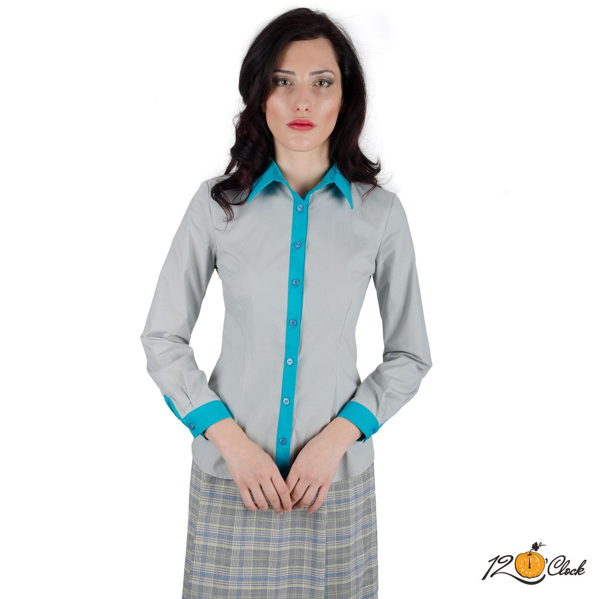 Дамска класическа риза в сиво от Twelve O'clock