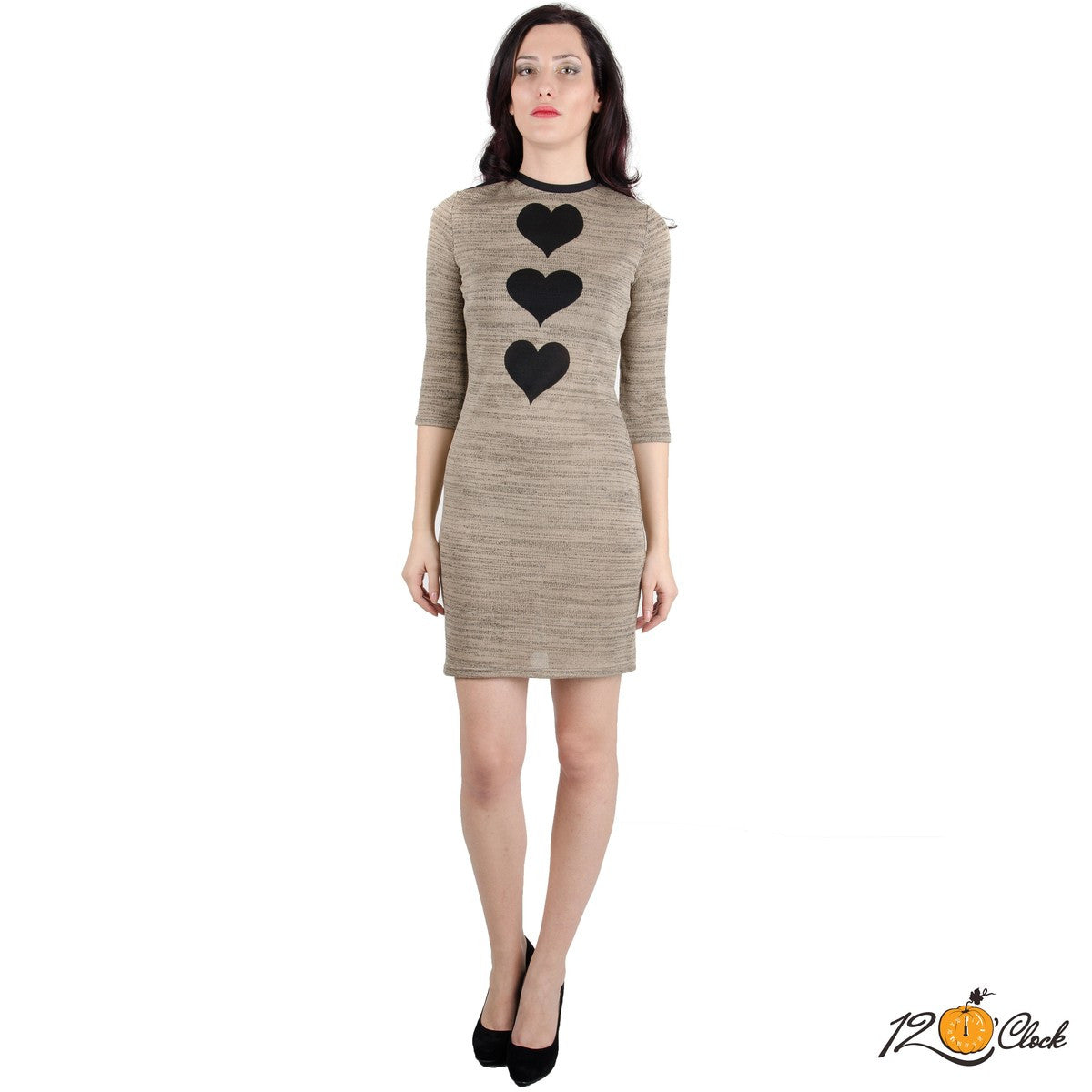 Зимна рокля от плетиво със сърца от Twelve O'clock