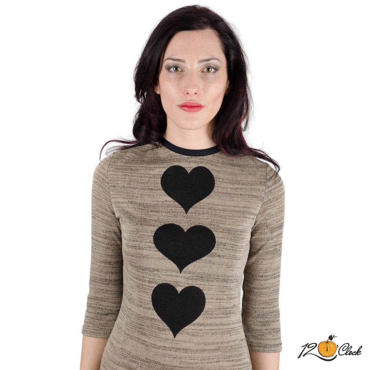 Зимна рокля от плетиво със сърца от Twelve O'clock