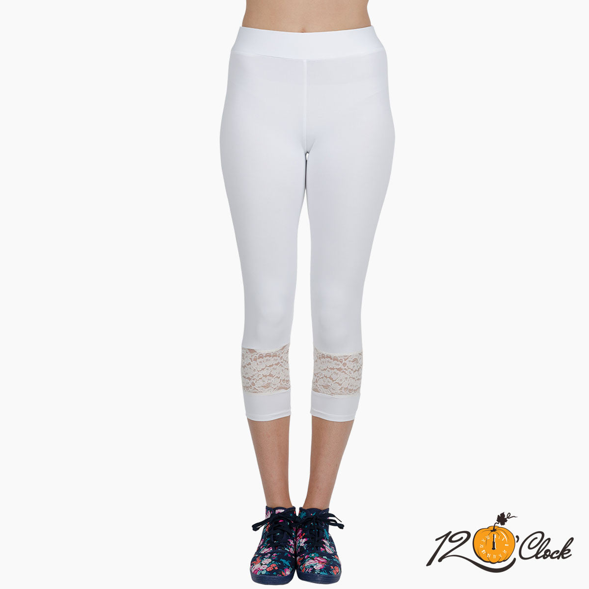 Бял клин от еластично трико с дантела от Twelve O'clock