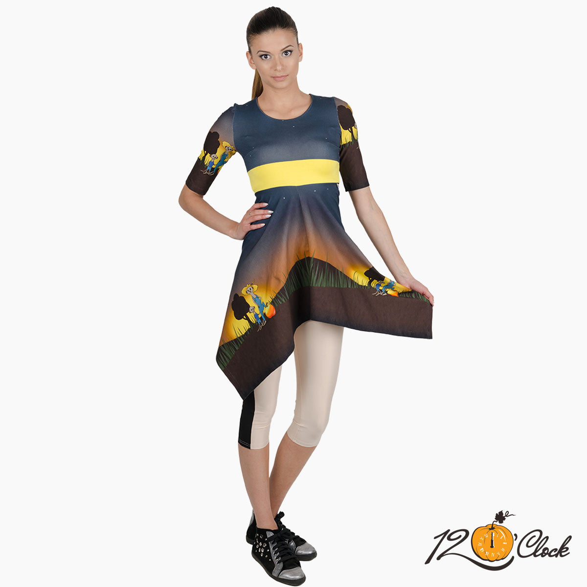 Асиметрична туника с анимиран принт от трико от Twelve O'clock