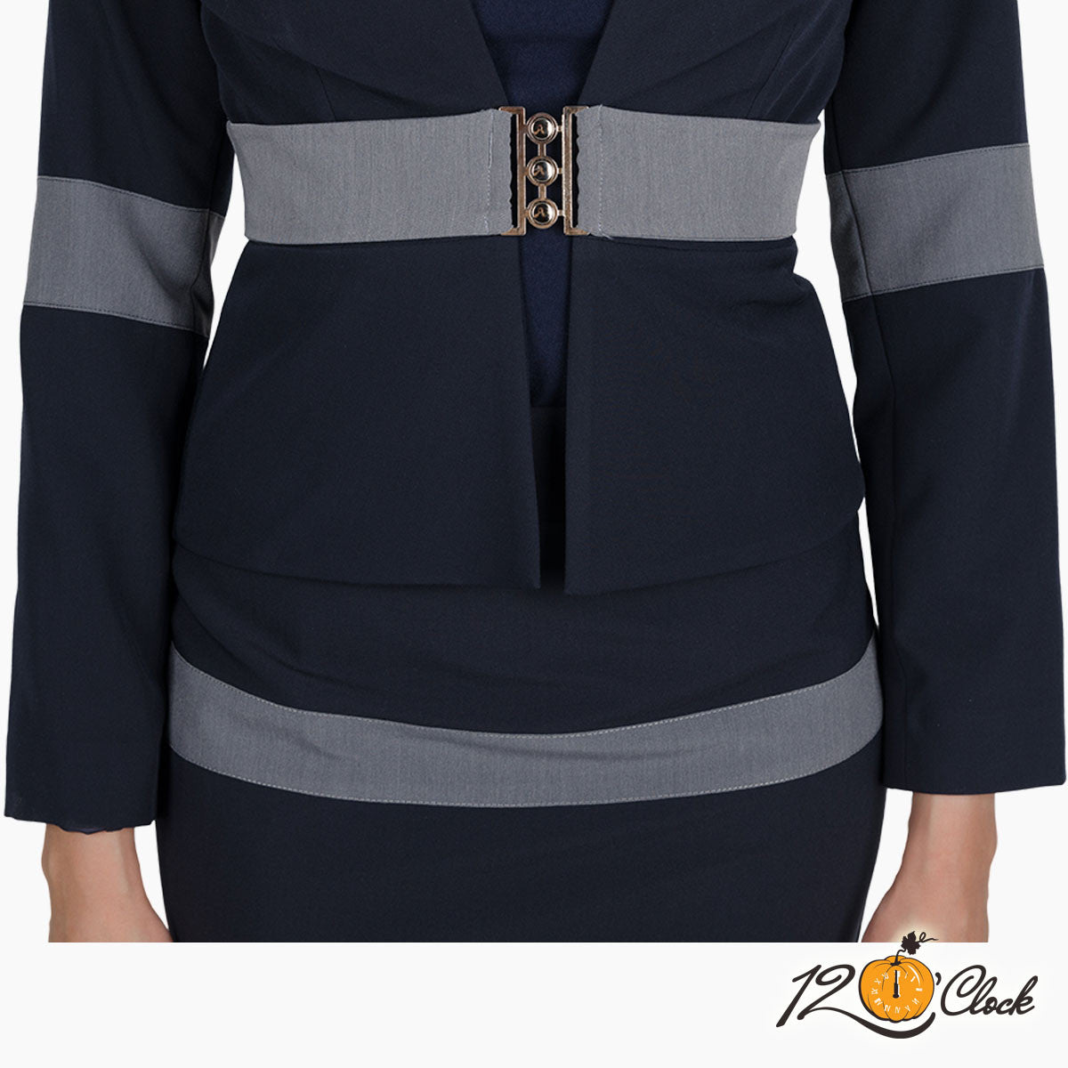 Елегантно сако в синьо и сиво с метална катарама от Twelve O'clock