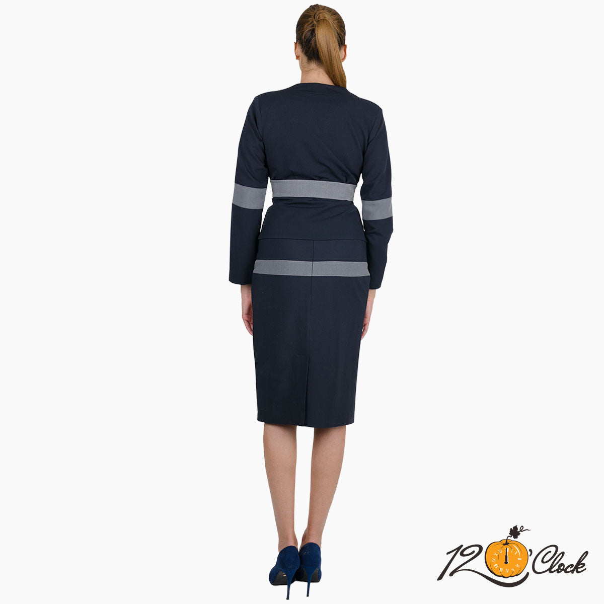 Елегантно сако в синьо и сиво с метална катарама от Twelve O'clock