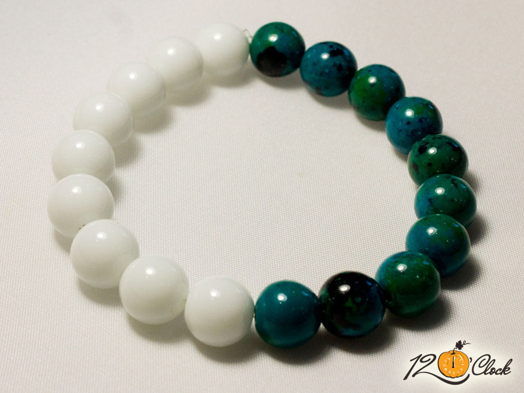 Холистична гривна зелена хризокола и бял ахат от Twelve O'clock