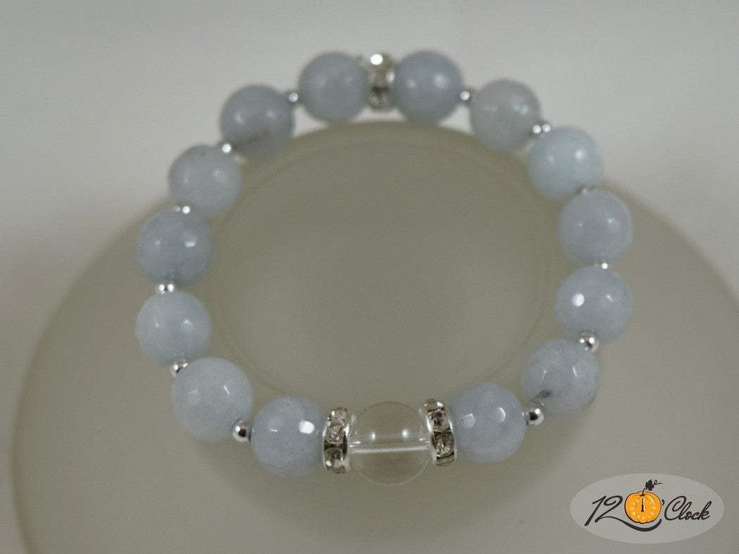 Гривна Аквамарин с планински кристал - зодия Рак от Twelve O'clock