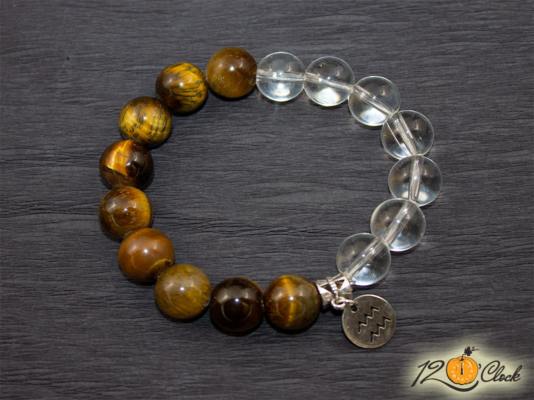 Гривна "Тигрово око и планински кристал" - Зодия Водолей