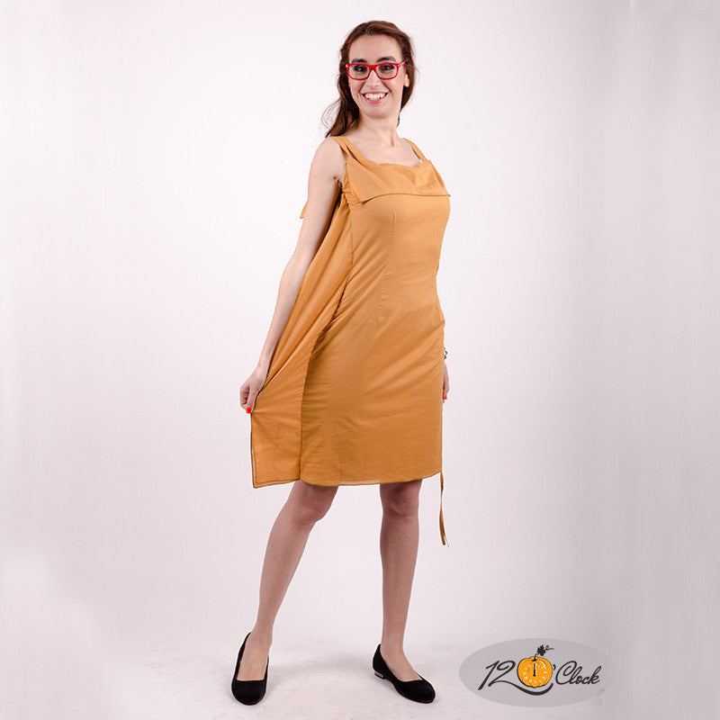 Лятна рокля с тънки презрамки в цвят горчица от Twelve O'clock