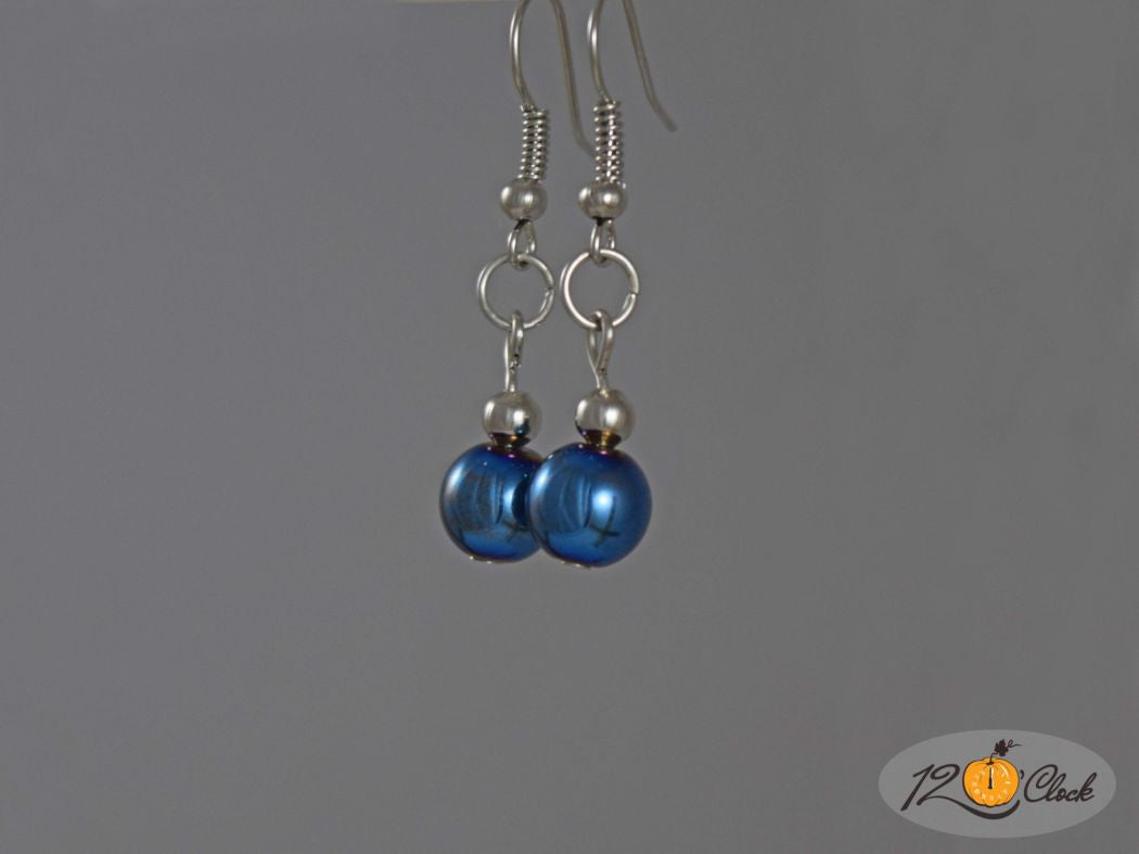 Обици Син Хематит от Twelve O'clock