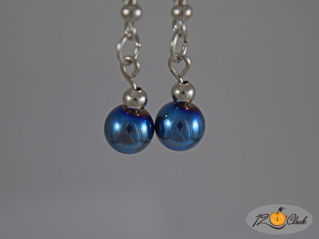 Обици Син Хематит от Twelve O'clock