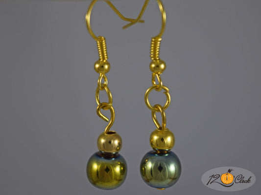 Обици Синьо-зелен Хематит от Twelve O'clock