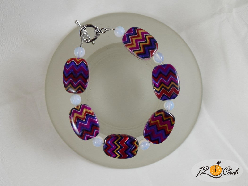 Гривна Рисуван седеф и лунен камък - зодия Рак от Twelve O'clock