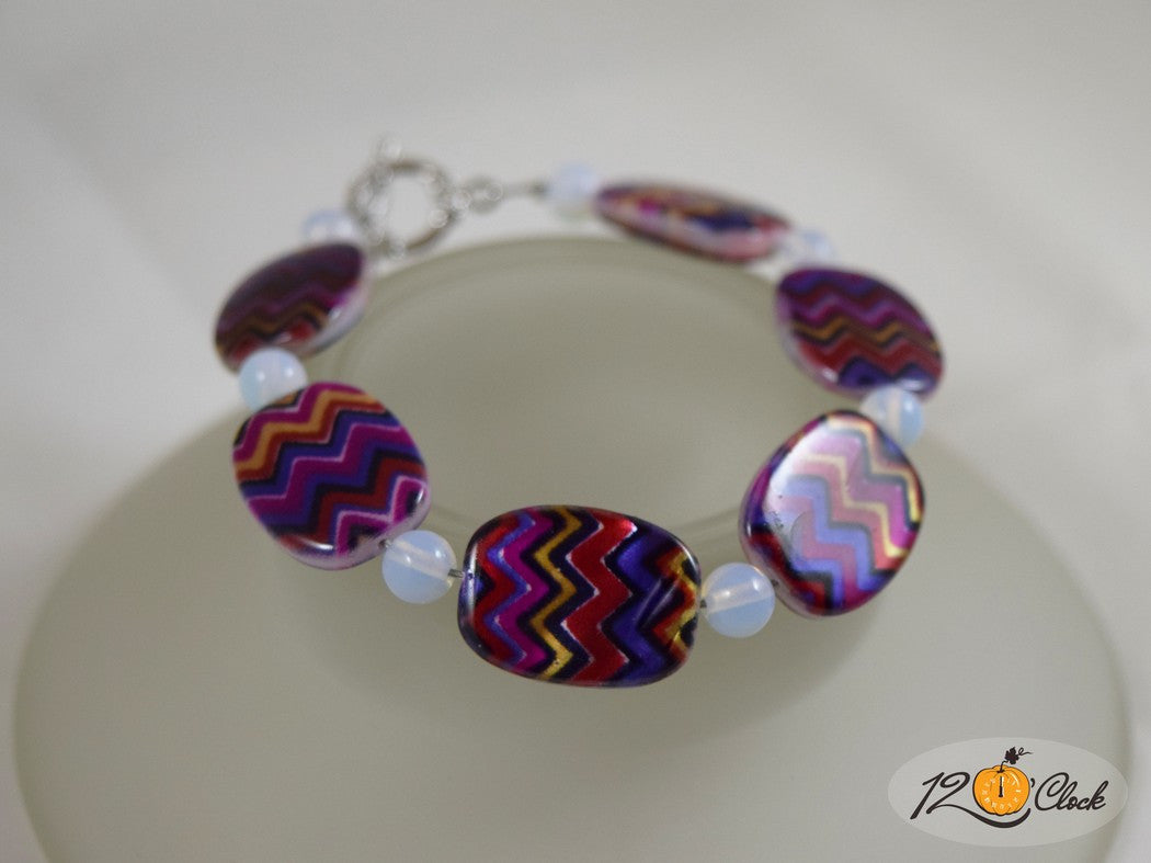 Гривна Рисуван седеф и лунен камък - зодия Рак от Twelve O'clock