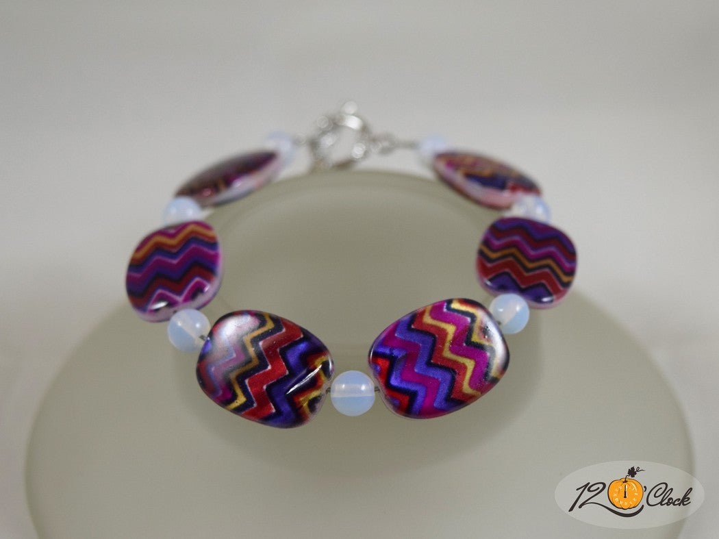 Гривна Рисуван седеф и лунен камък - зодия Рак от Twelve O'clock