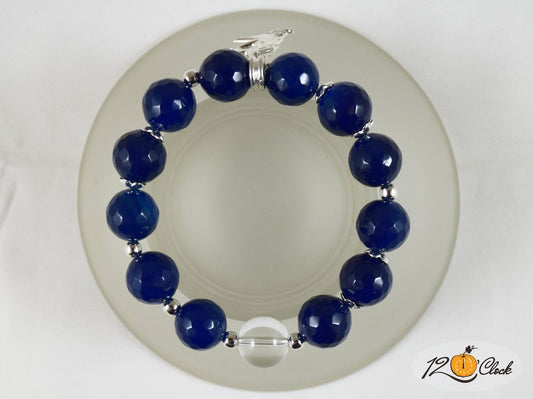 Гривна Син ахат и планински кристал - зодия Дева от Twelve O'clock