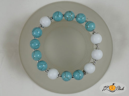 Гривна Син тюркоаз и ахат - зодия Рак от Twelve O'clock