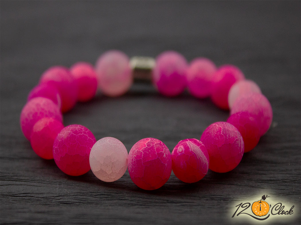 Гривна "Розов драконов ахат - мат" - Зодия Водолей