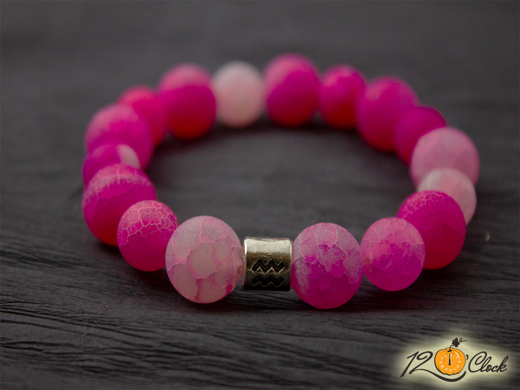 Гривна "Розов драконов ахат - мат" - Зодия Водолей