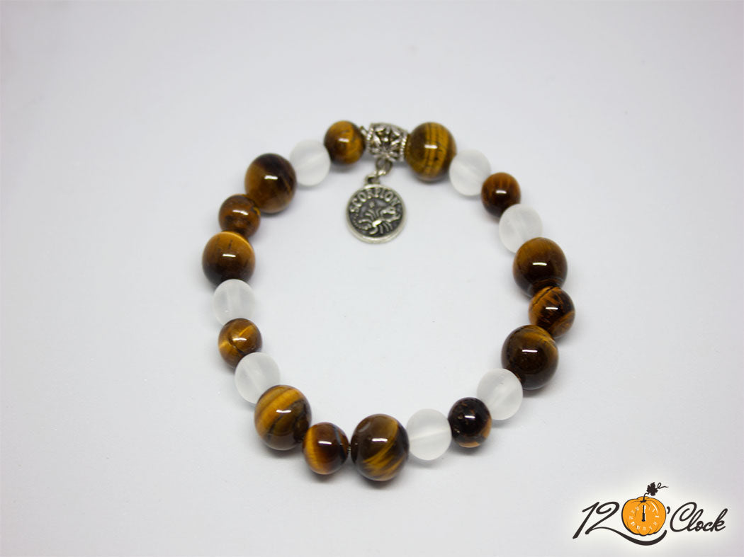 Гривна "Тигрово око и планински кристал" - зодия Скорпион