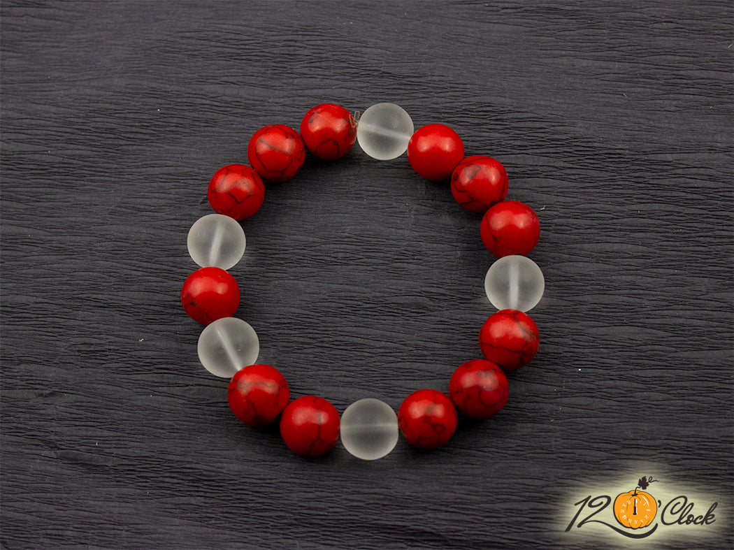 Гривна "Червен тюркоаз и планински кристал"- Зодия Козирог