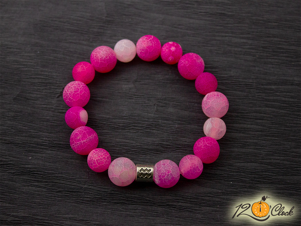 Гривна "Розов драконов ахат - мат" - Зодия Водолей