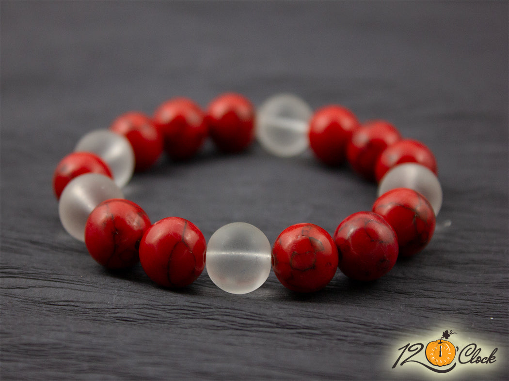 Гривна "Червен тюркоаз и планински кристал"- Зодия Козирог