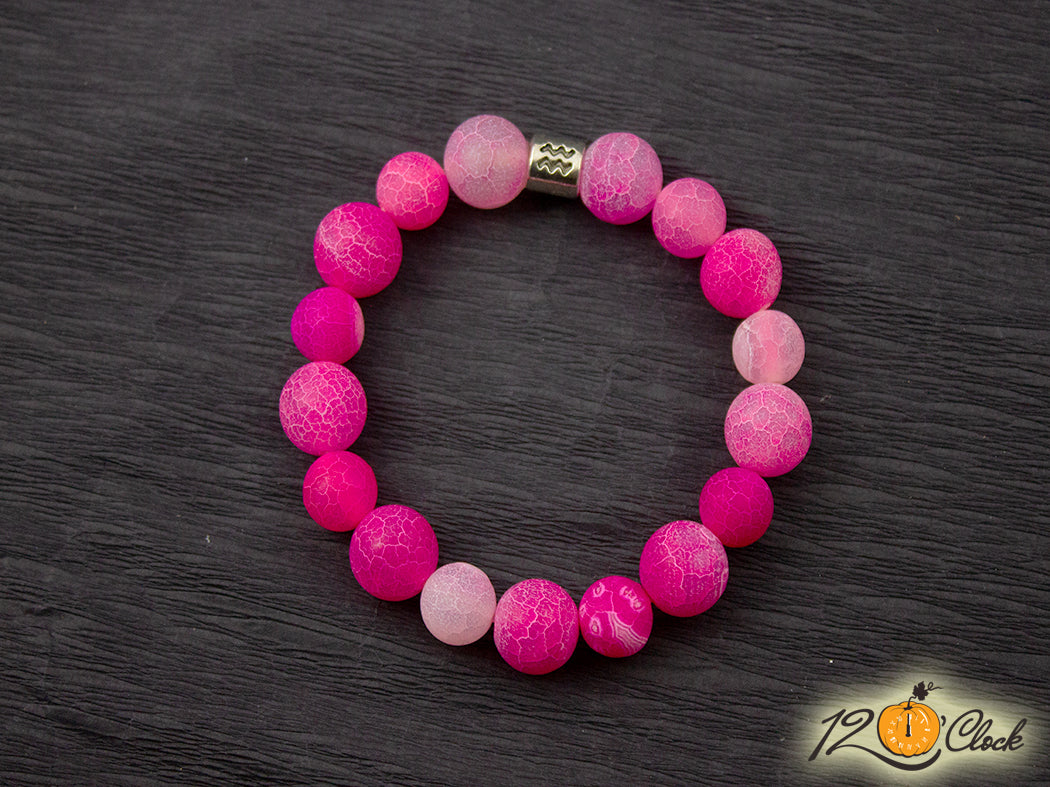 Гривна "Розов драконов ахат - мат" - Зодия Водолей