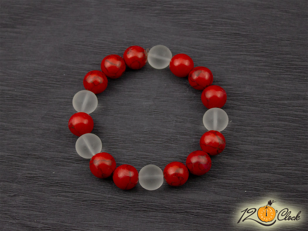 Гривна "Червен тюркоаз и планински кристал"- Зодия Козирог