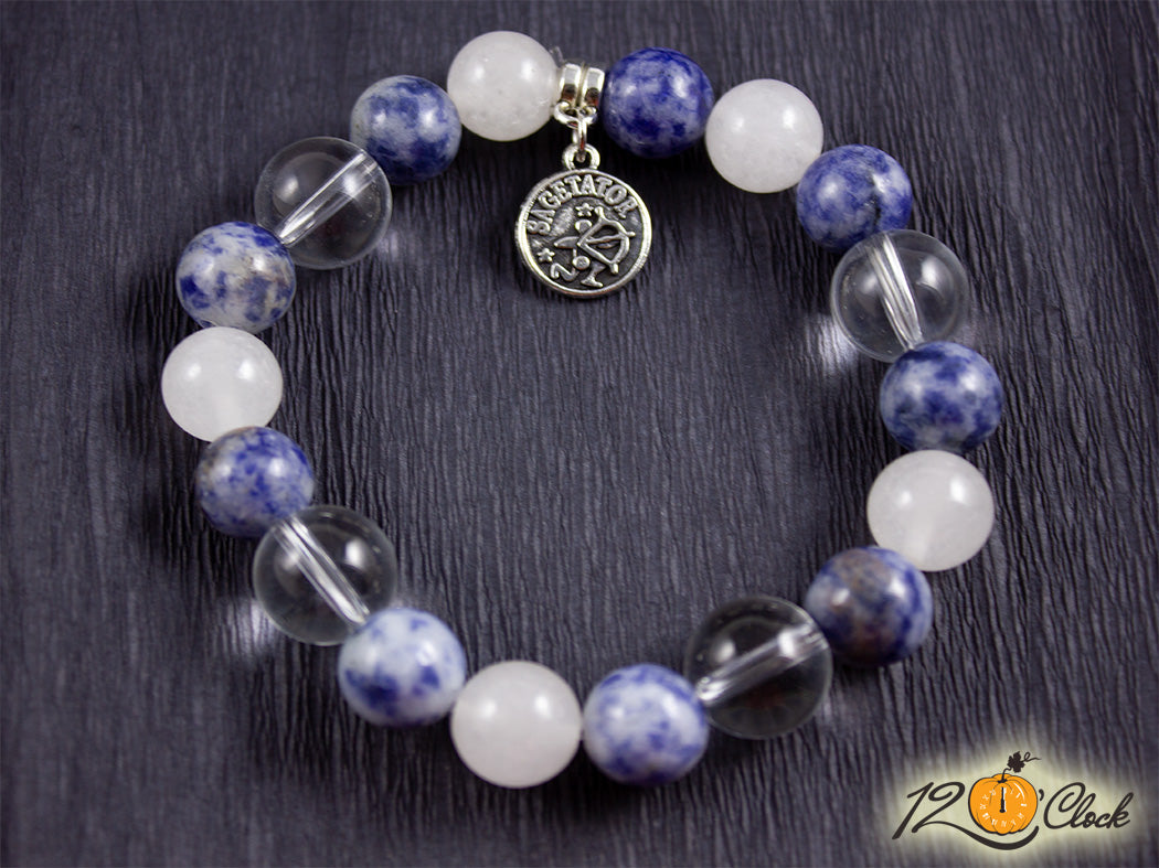 Гривна "Содалит, халцедон и планински кристал" - зодия Стрелец