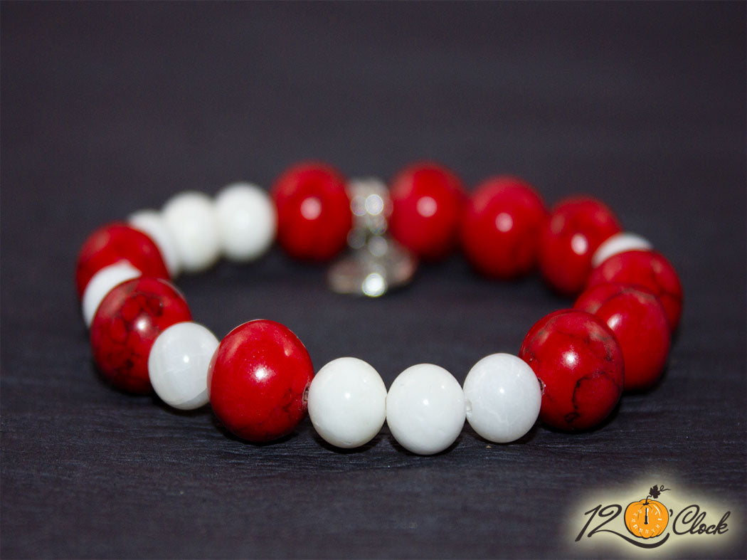 Гривна "Червен тюркоаз и седеф" - Зодия Водолей