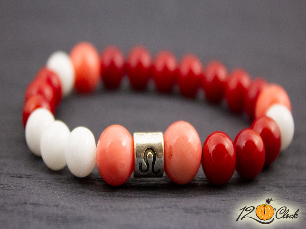 Гривна "Червен корал, розов корал и седеф" - зодия Лъв