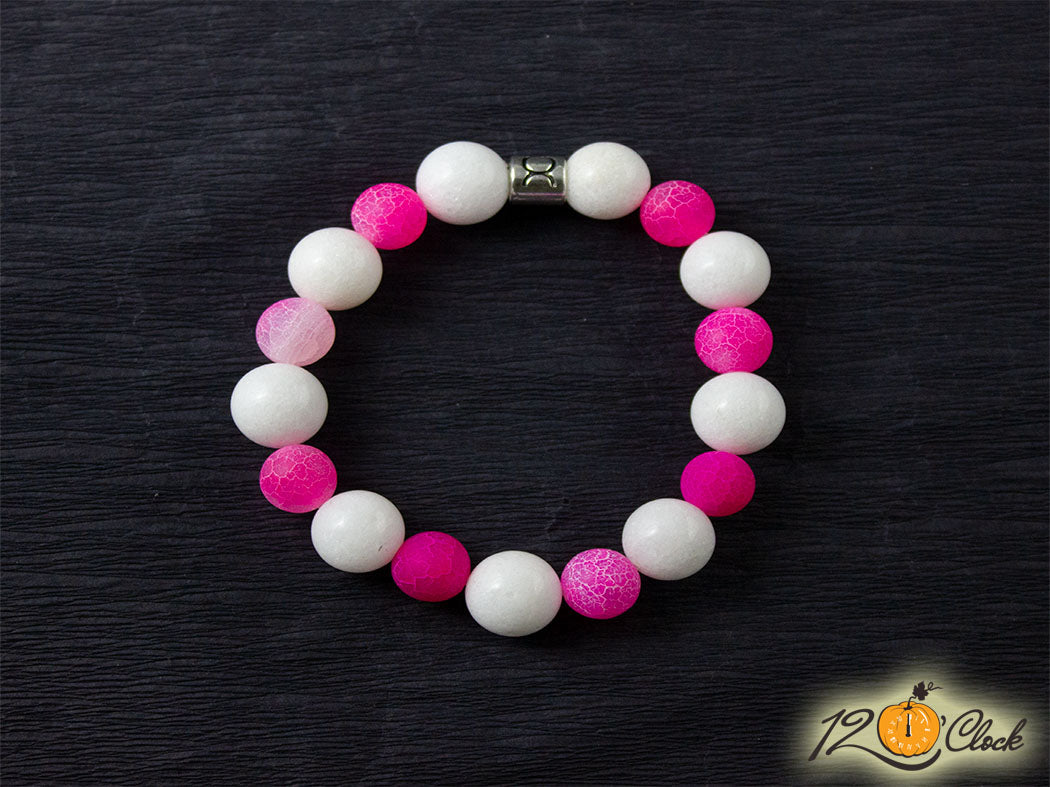 Гривна "Седеф и розов драконов ахат" - зодия Телец