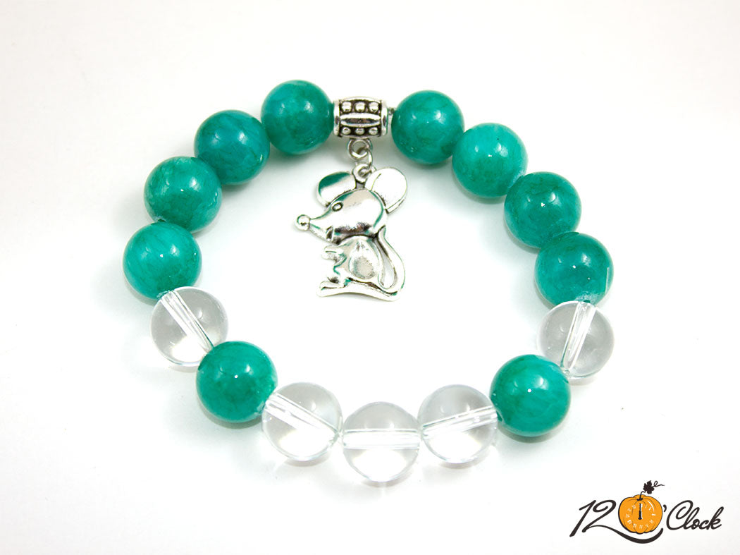 Гривна "Годината на металния плъх" - планински кристал и жадеит