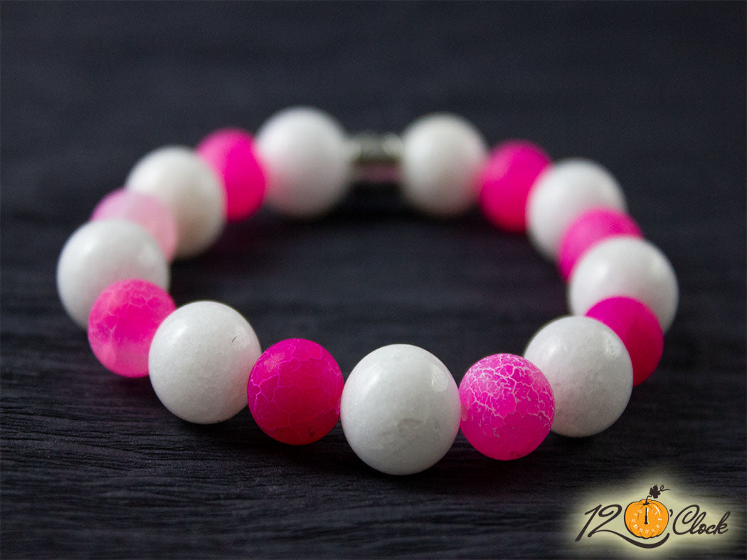 Гривна "Седеф и розов драконов ахат" - зодия Телец