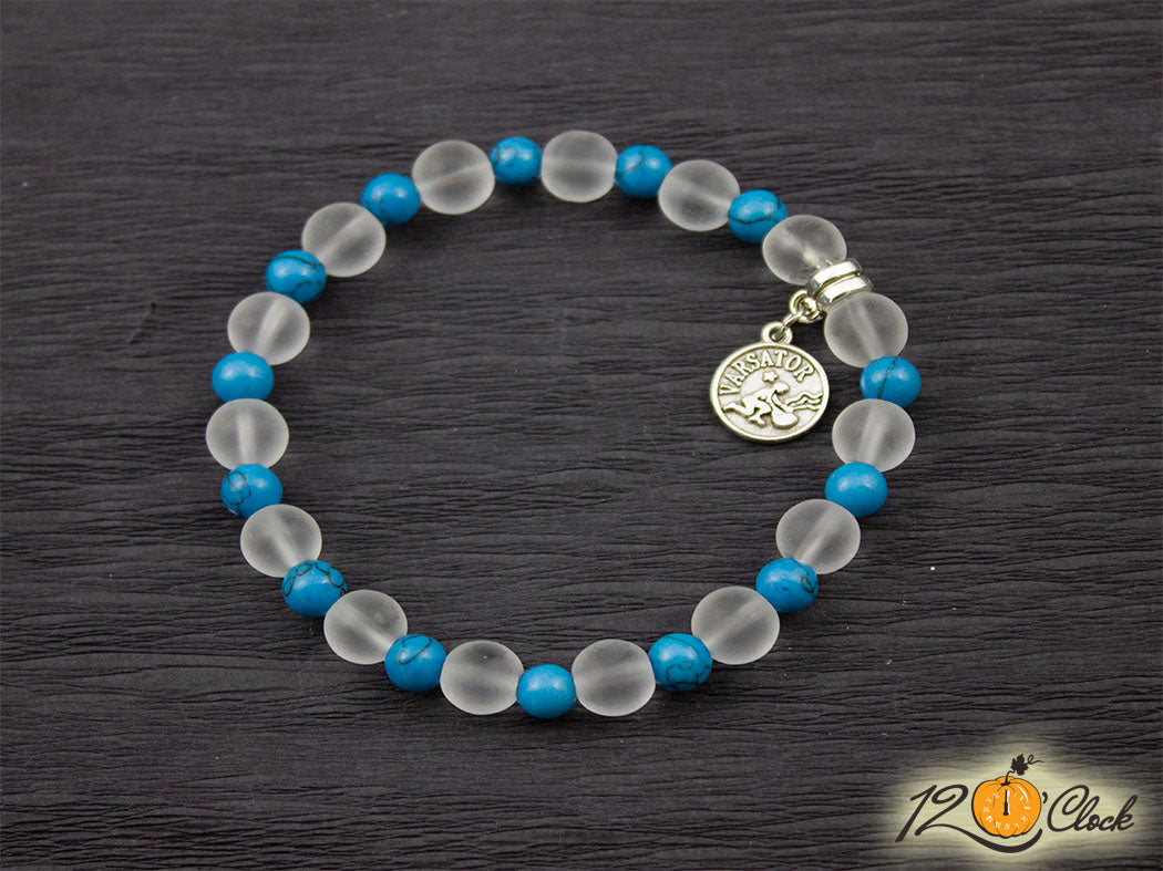 Гривна "Син тюркоаз и планински кристал" - Зодия Водолей