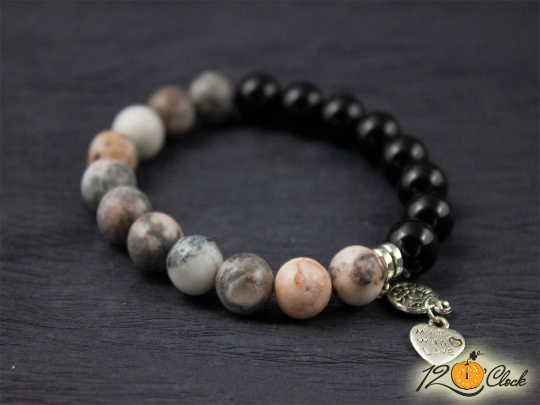 Гривна "Яспис Пикасо и оникс" - Зодия Дева