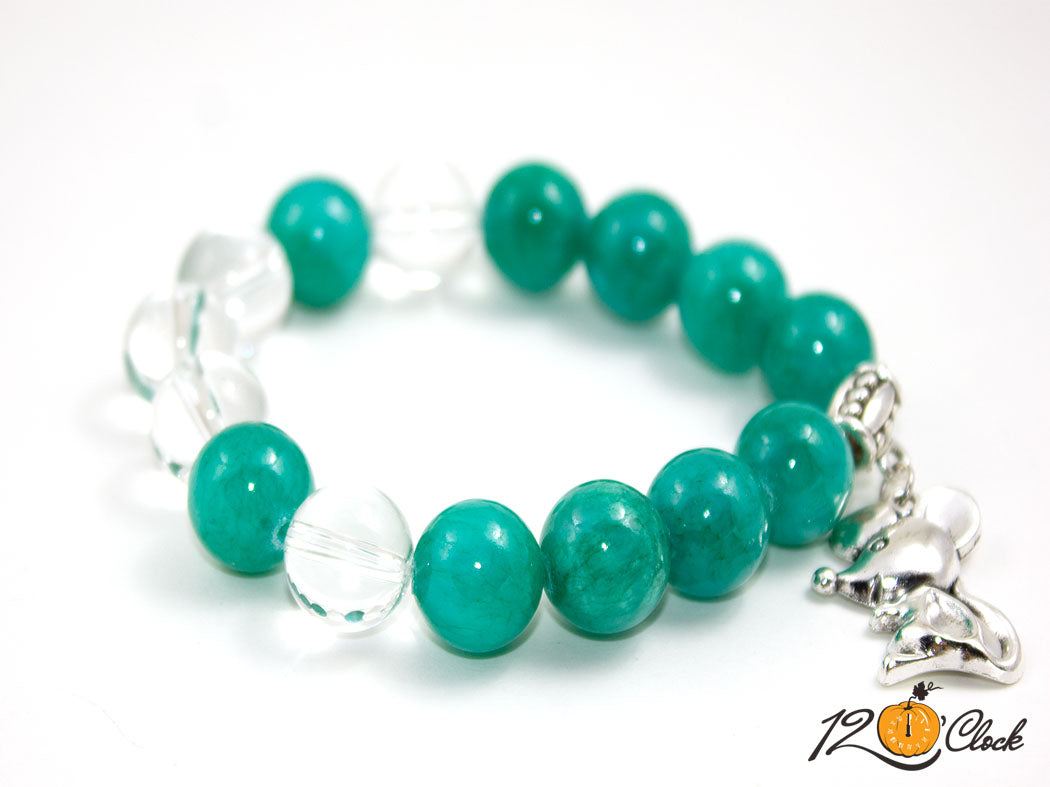 Гривна "Годината на металния плъх" - планински кристал и жадеит