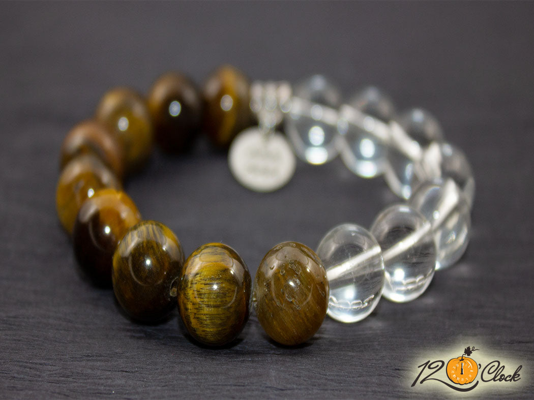 Гривна "Тигрово око и планински кристал" - Зодия Водолей