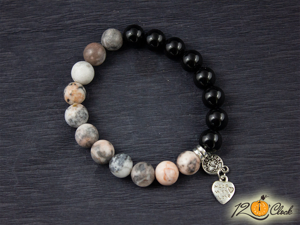 Гривна "Яспис Пикасо и оникс" - Зодия Дева