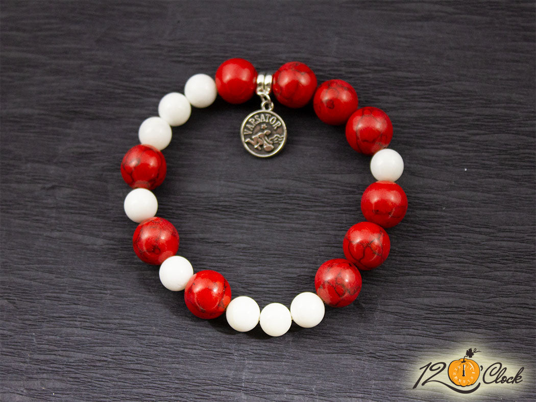 Гривна "Червен тюркоаз и седеф" - Зодия Водолей